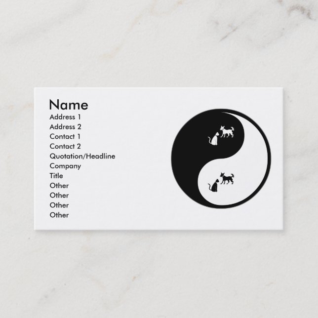 Carte De Visite Contrôle d'animal de Yin Yang (Devant)