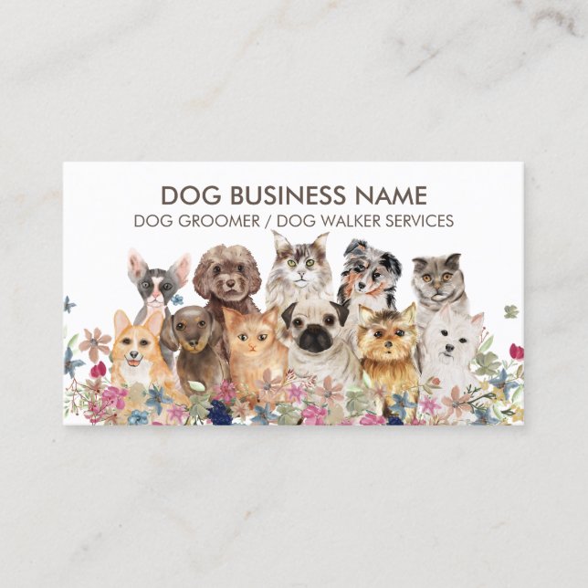 Carte De Visite Contrôle d'arrivée du chat et du chien en vacances (Devant)