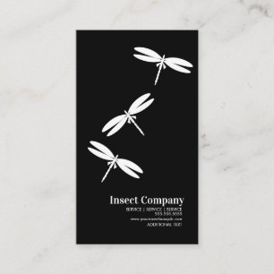 Carte De Visite Contrôle des nuisibles Dragonfly Logo Noir Blanc