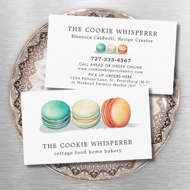 Carte De Visite Cookie Accueil Boulangerie Cuisine de chalet (Home Based Cookie Bakery Macarons Logo Business Card Magnet)