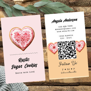 Carte De Visite Cookie en forme de cœur tendance QR Code et site W