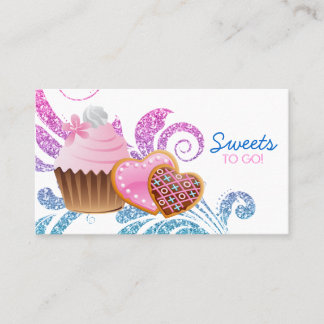 Carte De Visite Cookies Cupcake Bakery Cute Swirl parties scintill
