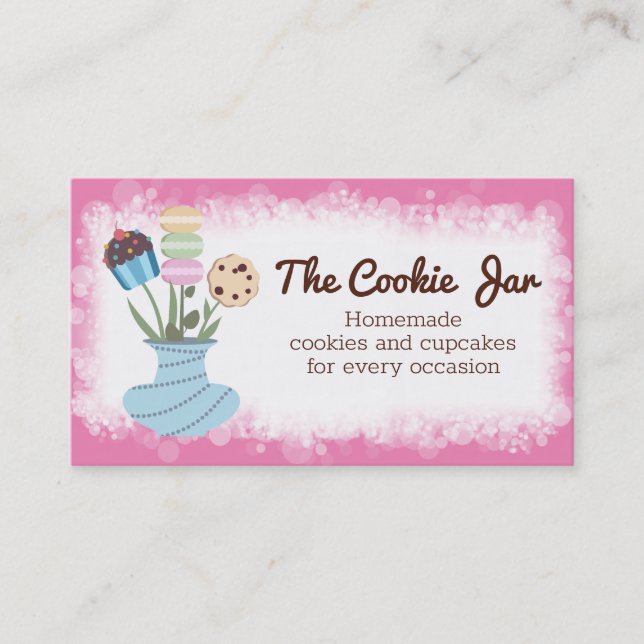 Carte De Visite Cookies cupcake vase de fleur boulangerie boulange (Devant)