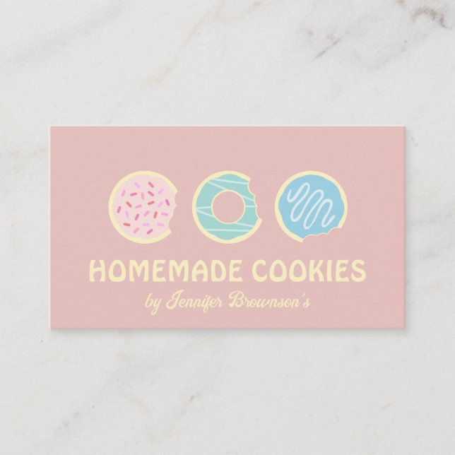 Carte De Visite Cookies Jaunes Roses Doughnut Sweet Traitements (Devant)