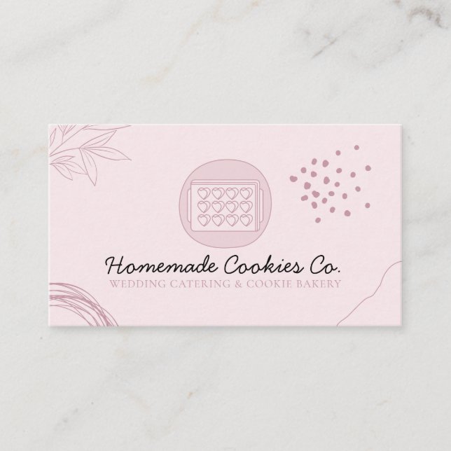 Carte De Visite Cookies Maison Cœur Rouge Rose (Devant)