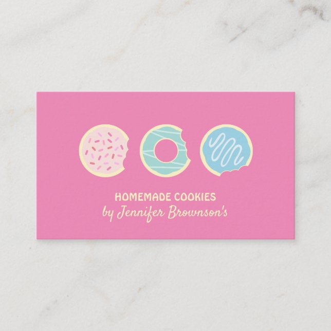 Carte De Visite Cookies roses Doughnut Sweet Traits (Devant)