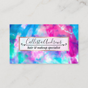 Carte De Visite Cool Artsy Girly Purple Rose Blue Tie Dye Motif