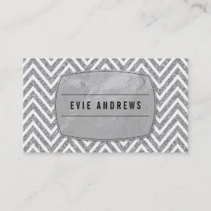Carte De Visite COOL audacieux chevron motif argent feuille partie