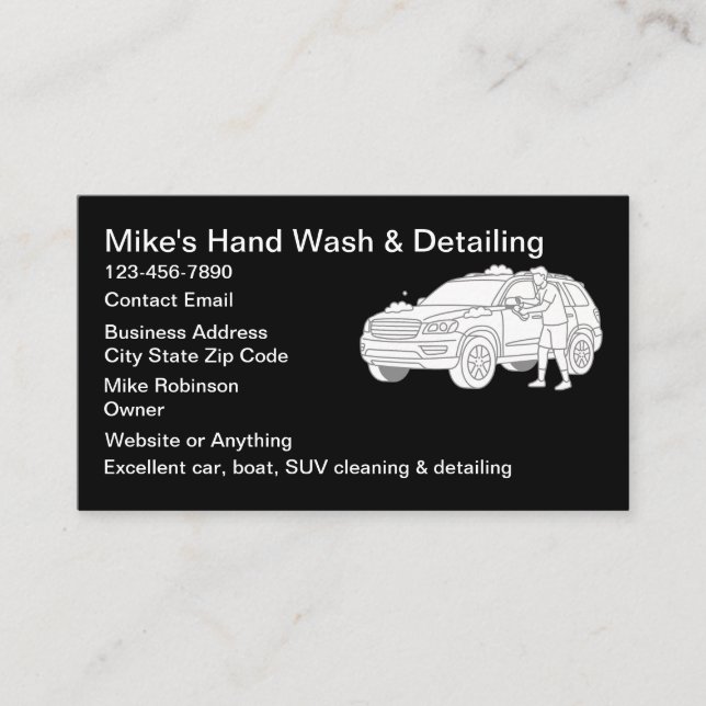 Carte De Visite Cool Automotive Detailing Car Cleaning (Devant)