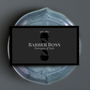Carte De Visite Cool Black Barber Shop Pole Barbier