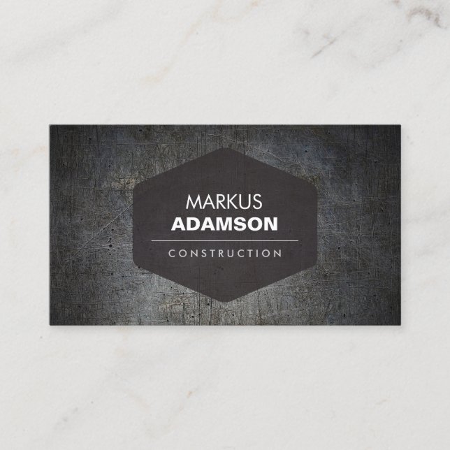 Carte De Visite Cool Black Grunge Metal avec nom Logo (Devant)