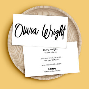 Carte De Visite Cool Bold Signature Script Typographie moderne Bla