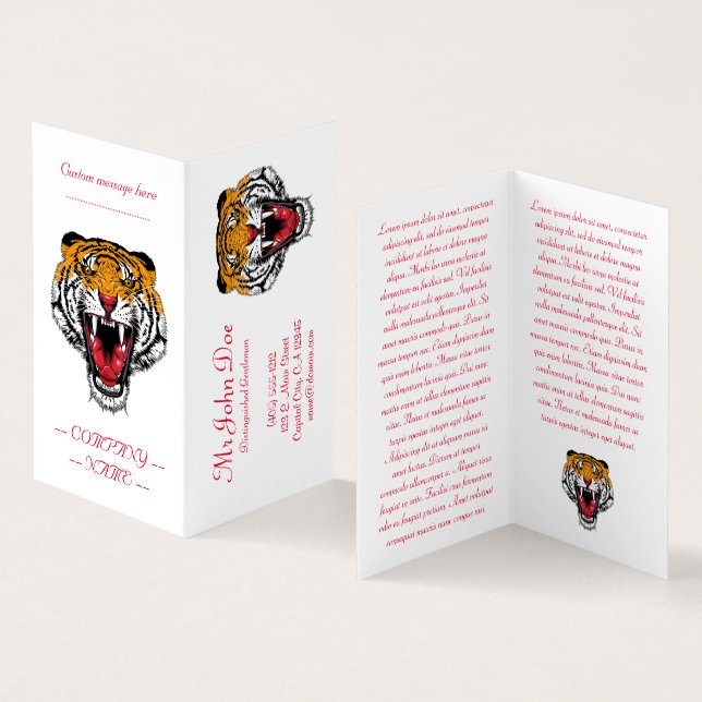 Carte De Visite Cool caricature tatouage symbole de l'art du tigre (Intérieur et extérieur)