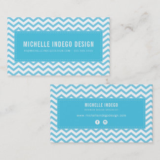 Carte De Visite COOL CHEVRON MOTIF preppy moderne aqua bleu