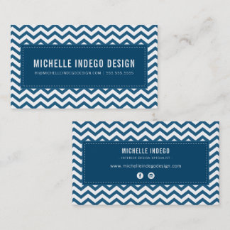 Carte De Visite COOL CHEVRON MOTIF preppy moderne bleu marine fonc