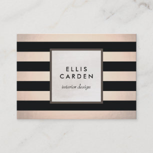 Carte De Visite Cool Chic Noir et Copper Stripes Designer