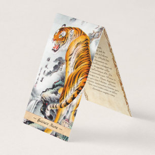 Carte De Visite Cool chinois fluffé tigre d'aquarelle rose