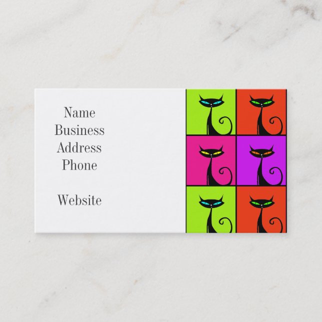 Carte De Visite Cool Colorful Kitty Cat Pop Art (Devant)