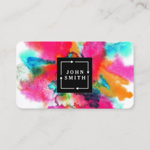 Carte De Visite Cool d'aquarelles multicolores moderne Abstrait Bu