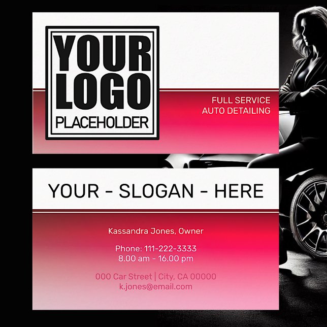 Carte De Visite Cool de couleur gris rose Modèle de logo (Créateur téléchargé)