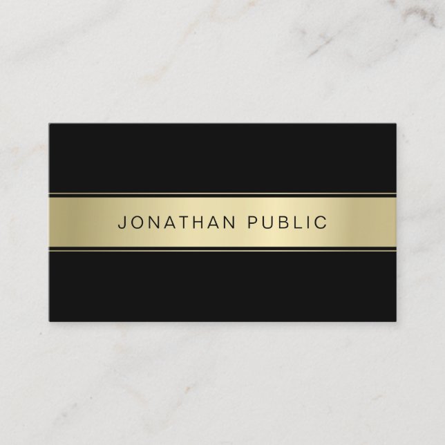 Carte De Visite Cool de design moderne Black and Gold Clean (Devant)