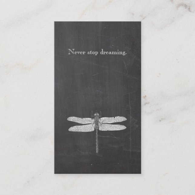 Carte De Visite Cool Dragonfly Rustic Nature Chalkboard (Devant)