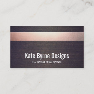 Carte De Visite Cool Faux Rose Gold Foil rayé bois moderne