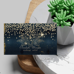 Carte De Visite Cool Gold Diamonds Lotus Bleu Foncé