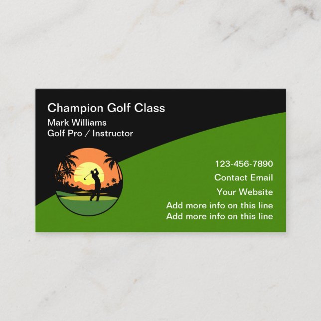 Carte De Visite Cool Golf Instructor Class Business Cards (Devant)