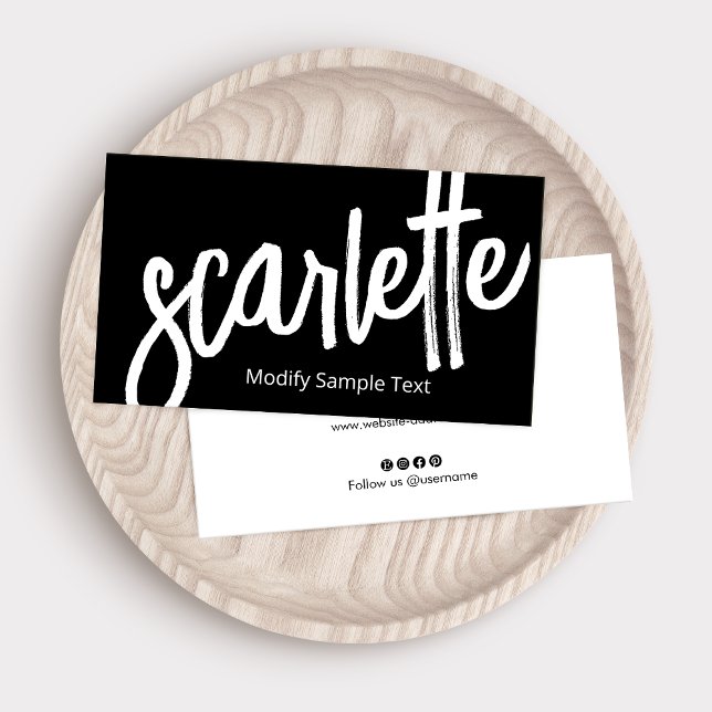 Carte De Visite Cool Gras manuscrit Brush Script Noir (Créateur téléchargé)