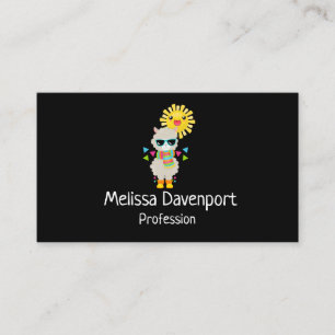 Carte De Visite Cool Llama et souriant Kawaii Sun