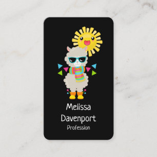 Carte De Visite Cool Llama et souriant Kawaii Sun