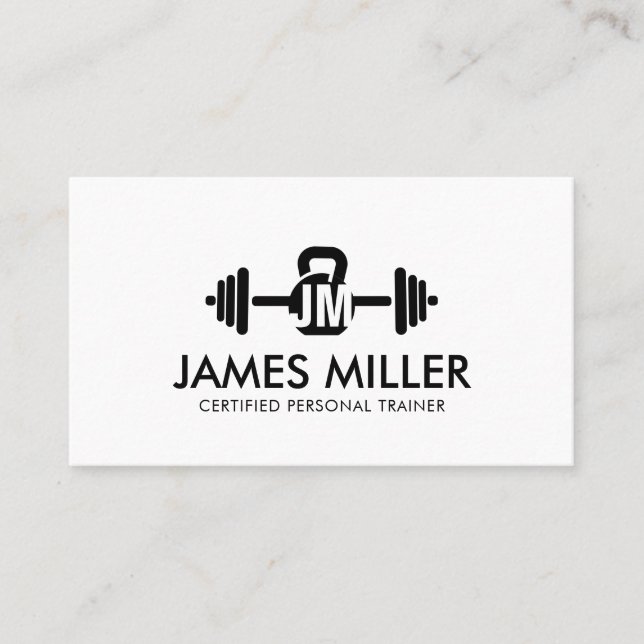 Carte De Visite Cool minime formateur de fitness monogramme (Devant)