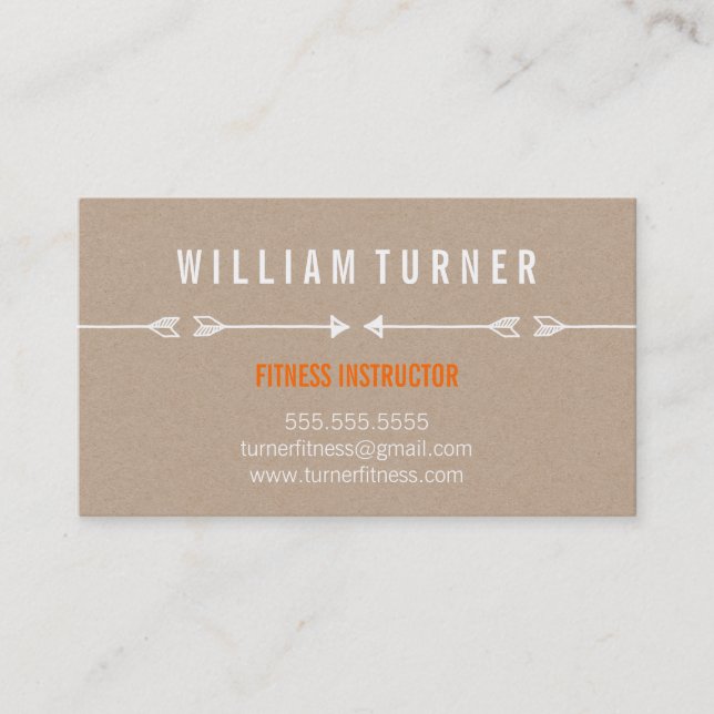 Carte De Visite COOL MODERN FLÈCHE simple croquis éco kraft tendan (Devant)