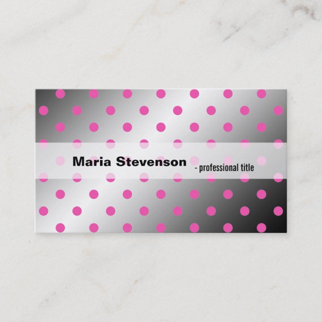 Carte De Visite Cool, moderne brillant rose & gris pois (Devant)