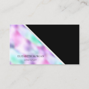 Carte De Visite Cool moderne géométrique, Élégant, Noir, Holograph