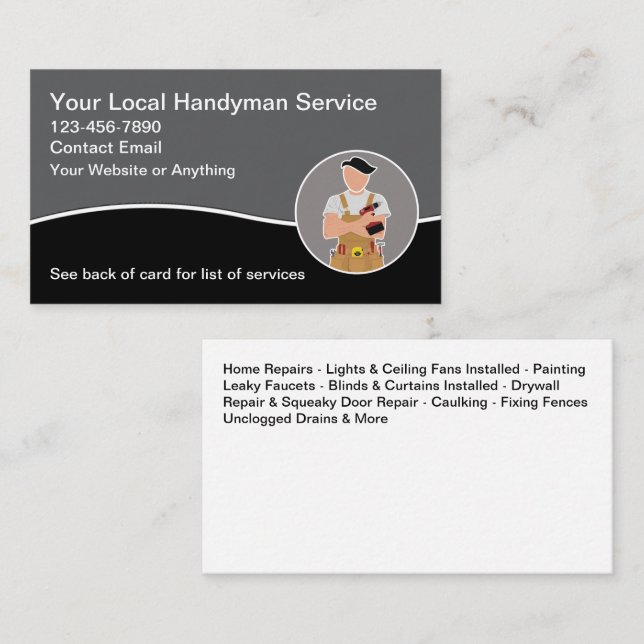 Carte De Visite Cool Moderne Handyman Services Nouveau (Devant / Derrière)