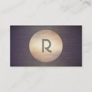 Carte De Visite Cool Monogram DJ Music Gold Circle Wood Modern