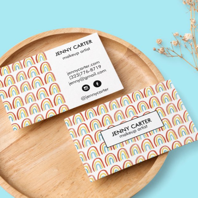 Carte De Visite Cool Motif d'aquarelle simple Rainbow (Créateur téléchargé)