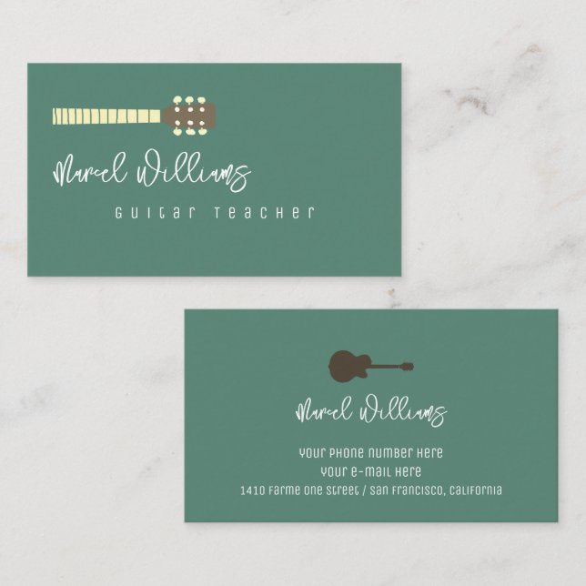 Carte De Visite Cool Music Business Card for Guitarists (Devant / Derrière)