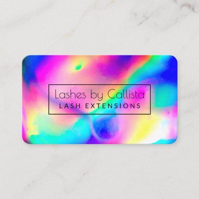 Carte De Visite Cool Neon Unicorn Holographic Lash Artiste (Devant)