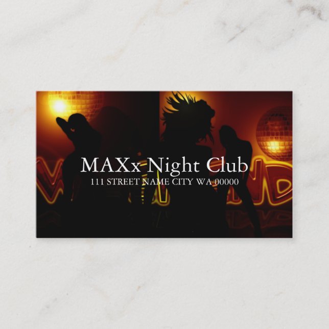 Carte De Visite Cool Night Club Dancing Bar Nightlife Business (Devant)