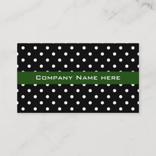 Carte De Visite cool noir et blanc pois vert affaires ca (Devant)