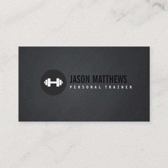 Carte De Visite Cool Personal Trainer White Dumbbell Logo Fitness (Devant)