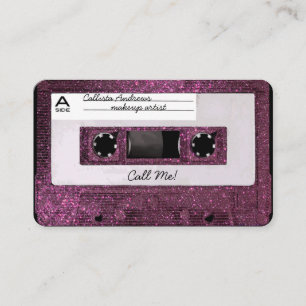 Carte De Visite Cool Retro 80's Pink Parties scintillant cassette 
