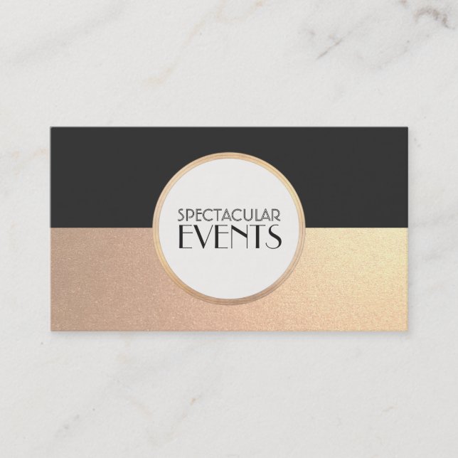 Carte De Visite Cool Retro FAUX Gold Foil et noir (Devant)