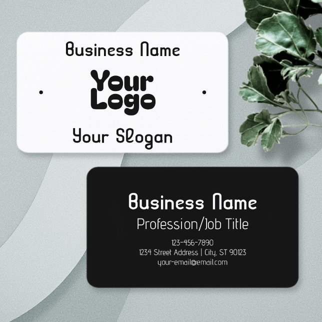 Carte De Visite Cool Rétro-Moderne | Blanc & Noir (Créateur téléchargé)