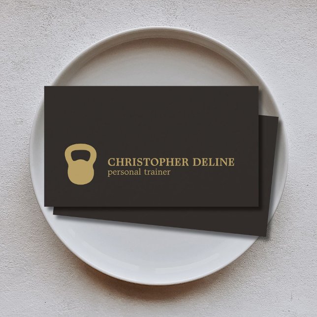 Carte De Visite Cool Simple Black Gold Kettlebell Personal Trainer (Créateur téléchargé)