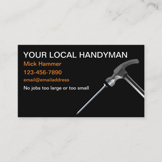 Carte De Visite Cool simple Handyman Home Maintenance (Devant)