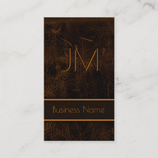 Carte De Visite Cool Sleek Brown Faux Leather Monogramme Comptable